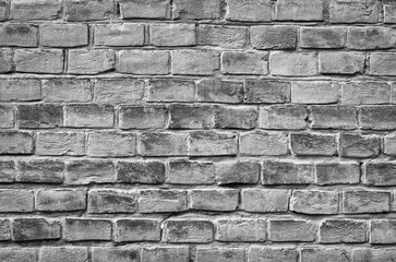 Texture of brick wall. Black and white background.