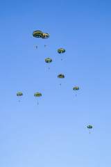 Paratroopers landing on the Ginkel heath 75 years remembrance of Operation Market Garden WOII Arnhem in the Netherlands