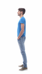 Fototapeta premium side view . modern young man in jeans.