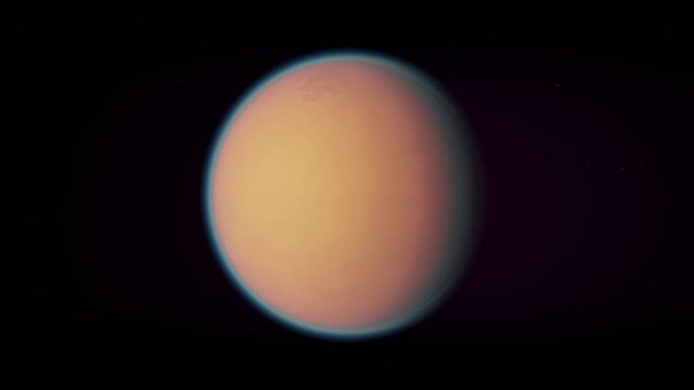 Titan Moon of Saturn Rotating Closer to Camera, Computer Animation