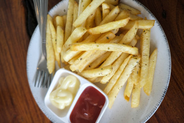 French fries food background
