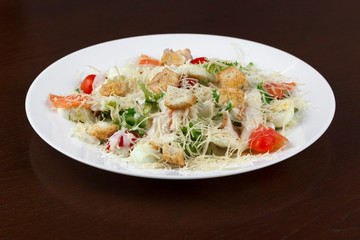 salmon and vegetable salad with parnisan