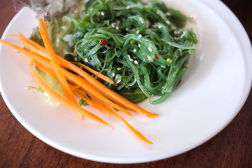 Many food eaten on the table.