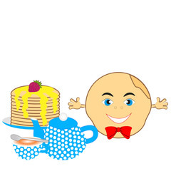 The smiling pancake represents the tea ceremony.