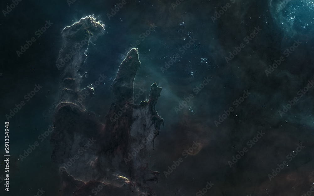 Wall mural pillars of creation. beauty of deep cosmic landscape. science fiction. elements of this image furnis