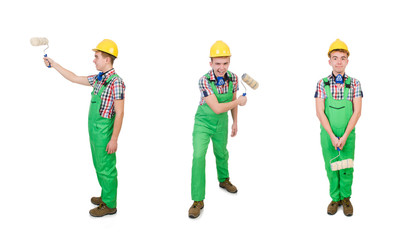 Funny painter isolated on white