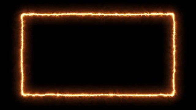Abstract creative neon fire style border, frame. Flame background, hot burning rectangle 