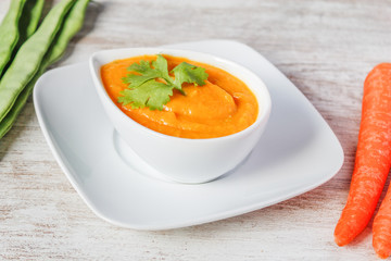 Cream of carrot, pumpkin and beans