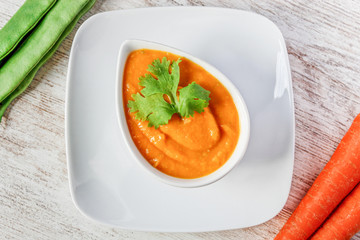 Cream of carrot, pumpkin and beans