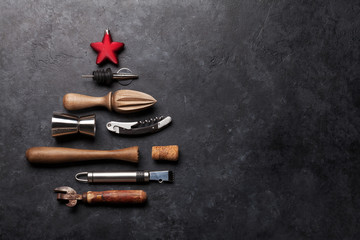 Cocktail utensils. Set of bar tools