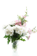 beautiful pink lisianthus flowers isolated on white