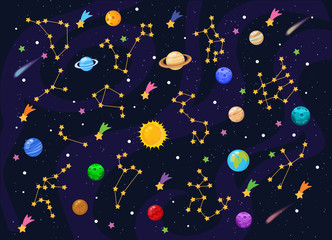 Space background with stars and planets - 291339704