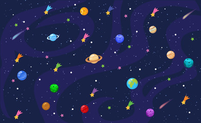 Space background with stars and planets
