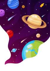 Space background with stars and planets