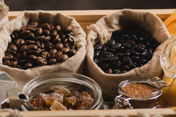 coffee beans and brown sugar