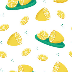 Seamless pattern with lemon ornament for wallpaper