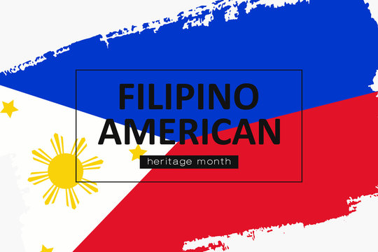 Hand Draw Filipino American Heritage Flag Vector