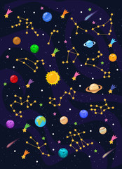 Fototapeta premium Planets, stars, constellations, comets