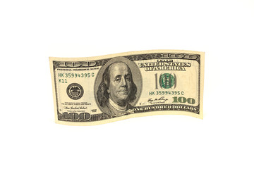  one hundred dollar bill on a white background