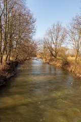Idra river in early spring CHKO Poodri in Czech republic