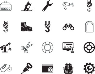 Obraz premium equipment vector icon set such as: shooting, phone, maintenance, float, minimal, boots, lan, haircut, instrument, warm, robotics, logo, journey, builder, game, page, optical, communication, universal