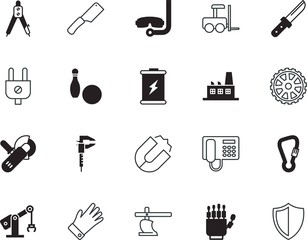 equipment vector icon set such as: rope, strong, fuel, hunter, gloves, ac, automation, hiking, retro, cord, cooking, load, environment, polarity, force, firewall, unplugged, sea, military, glove