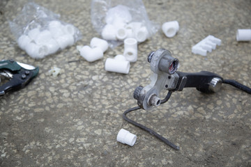 Installation of pipes for steam heating. Polypropylene pipes for heating and water.