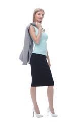 Fototapeta premium Executive business woman with a jacket over her shoulder