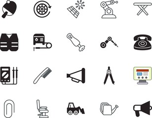 equipment vector icon set such as: team, hairstyle, horticulture, barbershop, environmental, frequency, fun, immersion, panel, lunch, paddle, open, fashion, mobile, flower, clothing, beard