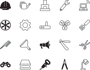 Fototapeta premium equipment vector icon set such as: rotate, energy, workshop, manufacture, hairstylist, flow, warning, surveillance, direction, look, pot, gear, soapy, secure, hat, wave, beautiful, hood, rotor