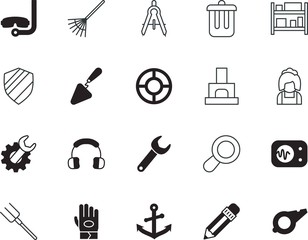Fototapeta premium equipment vector icon set such as: science, pitchfork, classic, stereo, buoy, manufacturing, retro, glove, designer, leisure, fireplace, bright, marine, zoom, divider, power, knowledge, horticulture