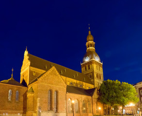 Lutheran Riga Dome Cathedral at night