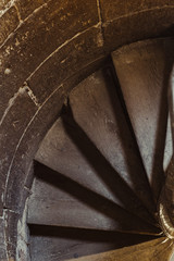 Dusty old wooden stairs