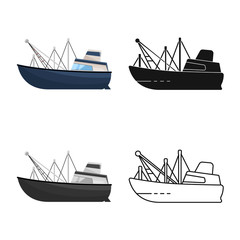 Isolated object of water and transport symbol. Set of water and ship vector icon for stock.