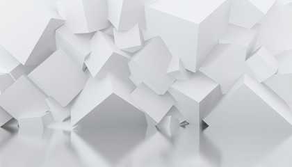 Beautiful luxury geometry white studio. White backgraund for presentation. 3d rendering.