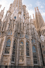 Fototapeta na wymiar Barcelona, Cataluna, Spain- August 13, 2019: Sagrada Familia By Antoni Gaudi In Barcelona Spain