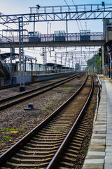 Fototapeta na wymiar Railway pointwork, railway tracks, high-speed rail