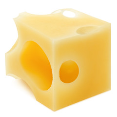 cheese cube, isolated on white background, clipping path, full depth of field