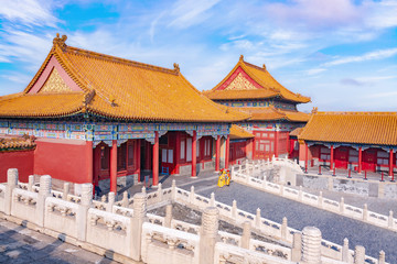 Fototapeta premium Imperial Palace in the Forbidden City in Beijing in the evening, China
