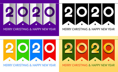 Merry christmas and Happy New Year 2020 text design