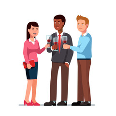 Business man, woman drinking wine on the party