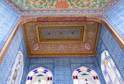 Interior of famous Revan Kiosk in Istanbul, Turkey