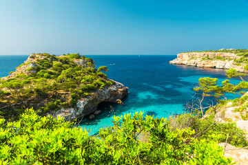 Majorca beautiful seascape bay at the coast of Calo des Moro, Mallorca Mediterranean Sea, Balearic Islands
