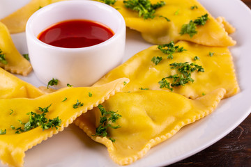 Fish and fresh greens dumplings