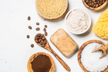 Natural Coffee cosmetic on white background.