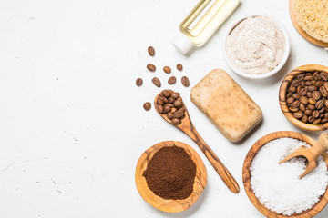 Natural Coffee cosmetic on white background.