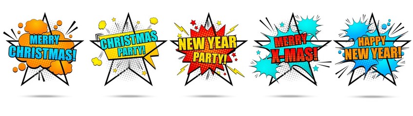 New Year and Merry Christmas banners