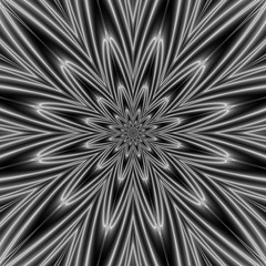 Star Lights / An abstract fractal work with a monochrome star design in black and white.