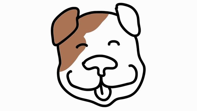 happy dog face closeup hand drawn animation line sketch with transparent background
