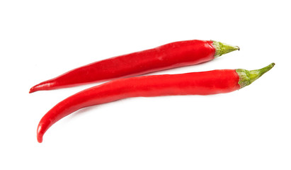 Red oblong peppers on a white background (view from a different angle in the portfolio)